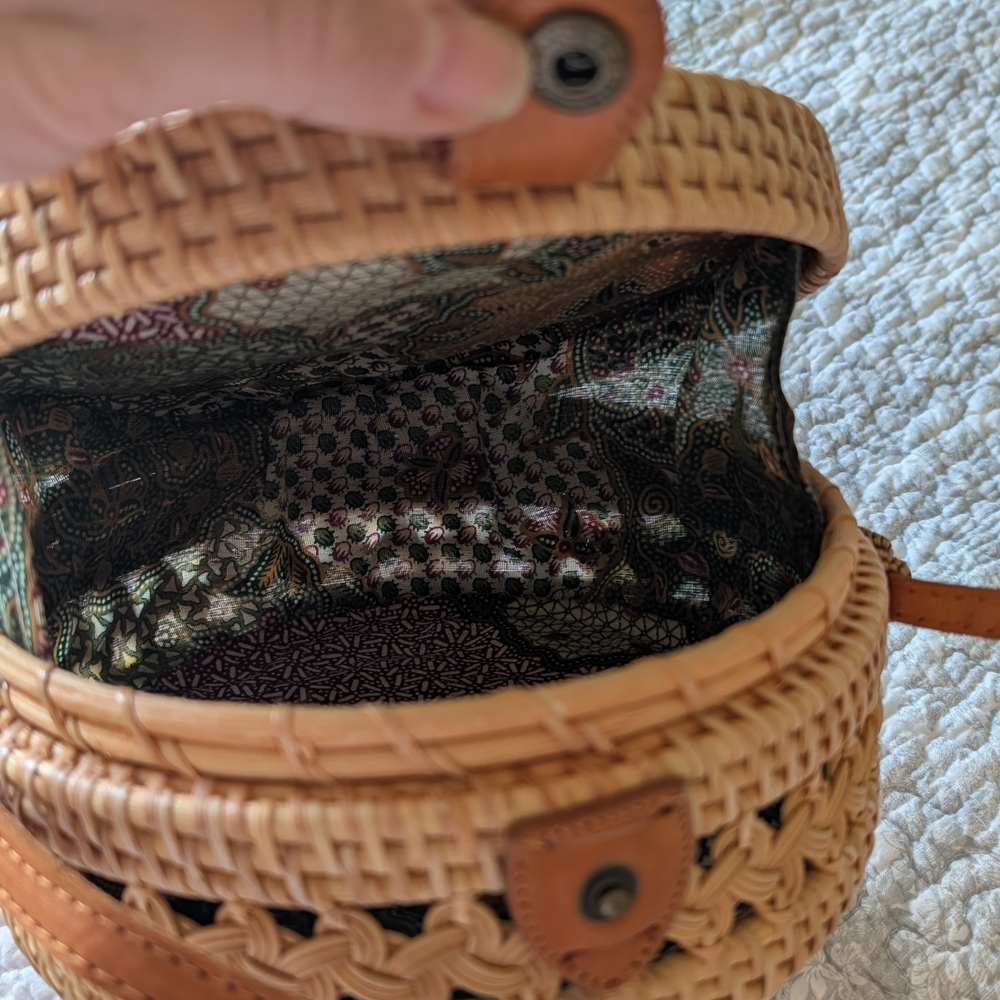 Woven Tan Crossbody Bag